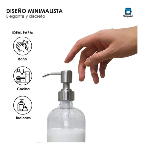 Juego 2 Dispensadores Jabón Vidrio Transparente 500ml Baño Color Trasnparente