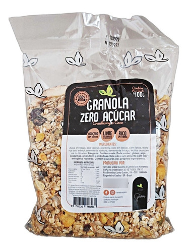 Granola Zero Açúcar - Lascas De Coco E Cranberry - 400 G