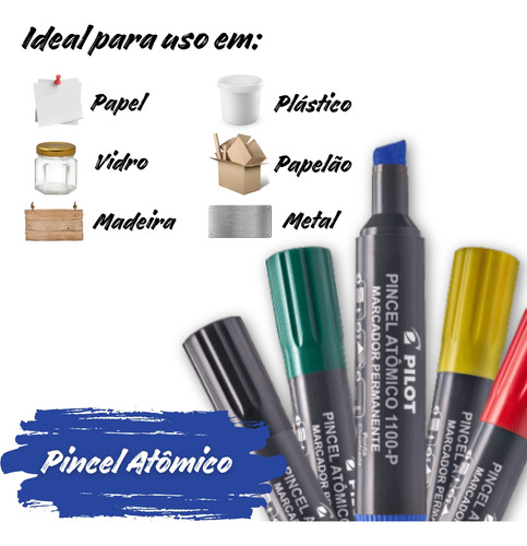 Kit Pincel Atômico Permanente Pilot 4un + Recarga Tinta Tr37