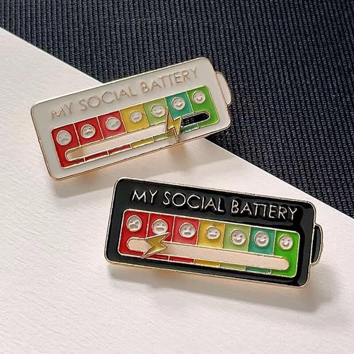 Pines Metalicos, Mood Pin Pines Para Mochilas Social Battery