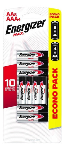 Pilas Aa Aaa Energizer Econopack 8 Aa + 4 Aaa Alcalinas Max