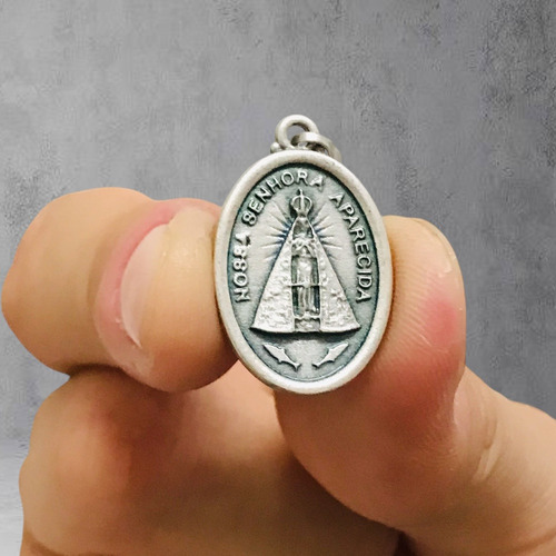 Medalha Pingente Nossa Senhora Aparecida Prateada