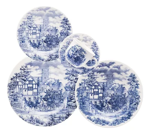 Aparelho de Jantar e Chá com 20 peças Azul Perfeito Biona - Oxford