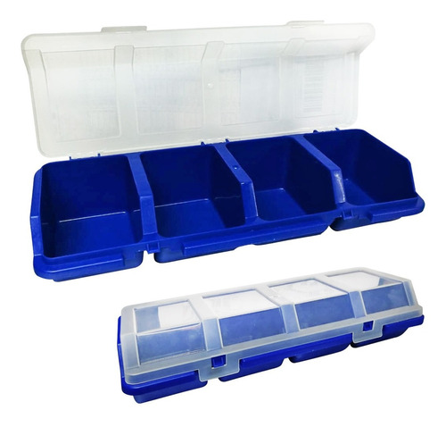 Organizador Plástico De Piezas Pequeñas X4 Compartimentos 