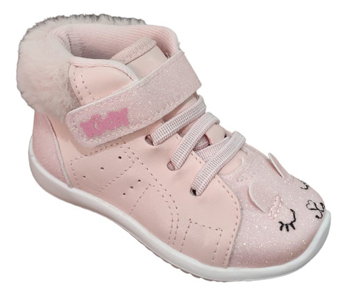 Tênis Infantil Menina Pelúcia Kidy Colors Rosa Nude 009