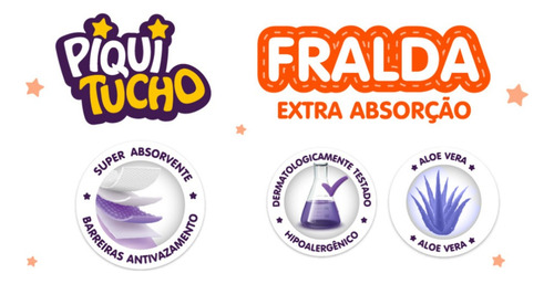 Kit 2 Pacotes Fraldas Infantil Piquitucho M34 G30 Xg24 Xxg20