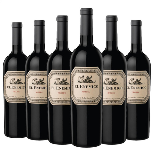 Vino El Enemigo Malbec 750ml Tinto Caja X6 Botella Pack X 6u