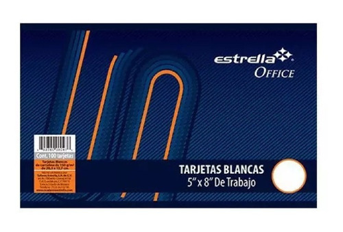 Tarjetas De Trabajo Blancas 5x8  Estrella Paquete C/100 1 Pa