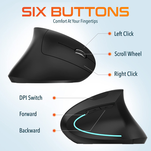2.4g Ratón Vertical Inalámbrico Ergonómico Esport Recargable