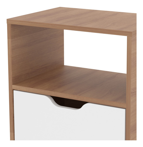 Mesa De Noche 1 Puerta Almendra/blanco Cm8036.0003 Color Marrón claro