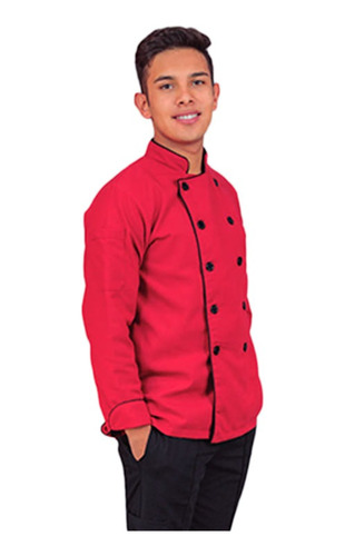 Filipina De Chef Hombre, Uniforme De Cocina Rojo Gastronomia
