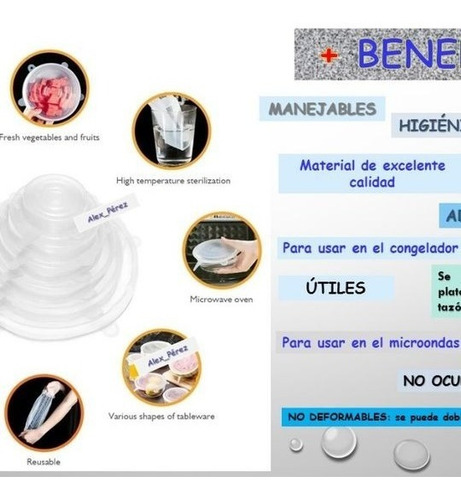 Imagen 2 de 4 de Set De 6 Tapas Flexibles De Silicone 1paq.x6$ O 2paq.x10$