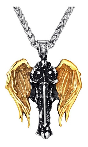 Collar Vikingo Arcángel Saint Michael Color Oro Acero Hombre