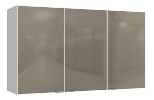 Armário Aéreo Suprema 3 Portas Branco/vidro Bronze 120x34cm