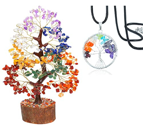 Árbol De La Vida De Cristal De Los Siete Chakras, Colgante D