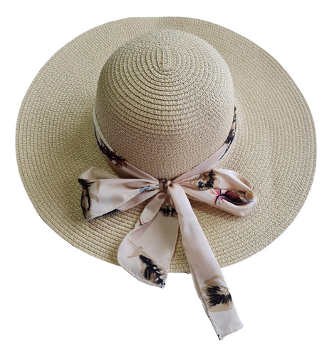 Sombrero Verano Playa Mujer Para Sol Visera Plegable Hojas.