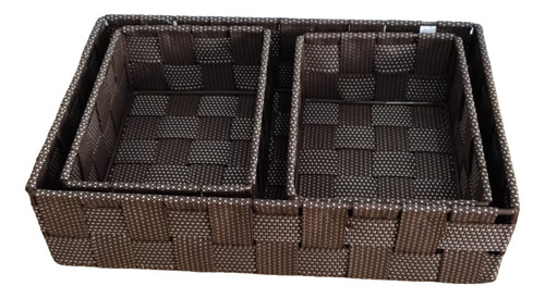 Conjunto 3 Cestos Organizadores Casita Retangular 28x18 Cm