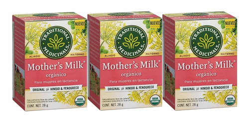 Té Para La Lactancia Orgánico Mother's Milk 48 Sobres-3cajas