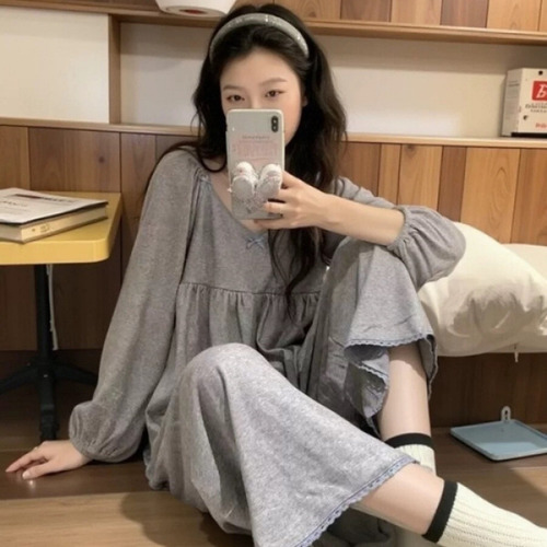 Conjunto De Pantalones De Manga Larga Con Pijama De Algodón