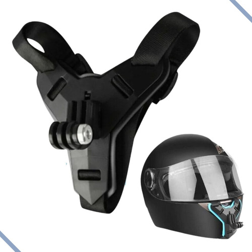Soporte de barbilla para casco Sjcam Gopro, cámaras de acción de color negro