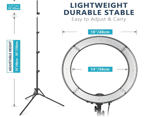 Kit De Luces Aro Led Anillo Para Fotografias 18 Pulgadas