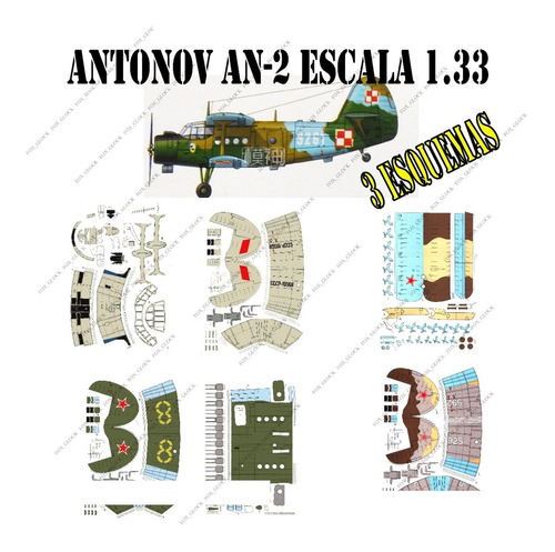 Antonov An-2 Escala 1.33 Papercraft 3 Esquemas