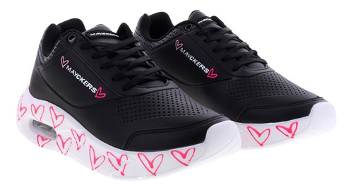 Imagen 3 de 4 de Tenis Sneakers Mujer Casuales Con Corazones Erez