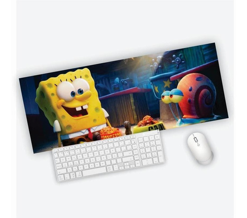 Mouse Pad Grande Gamer Bob Esponja E Gary