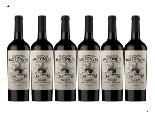 Vino El Gordo En Motoneta Serie Limitada Malbec Caja X6