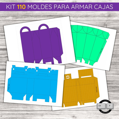 Kit X 110 Moldes De Cajas Editables + Papeles