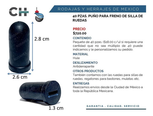 Regatón Tapón De Hule Puño P/freno P/sillas De Ruedas Paq.40