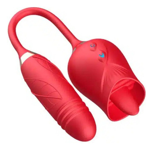 Vibrador Flor Lengua Clitoris 2 En 1 Clitoris Climax Orgasmo Color Rojo