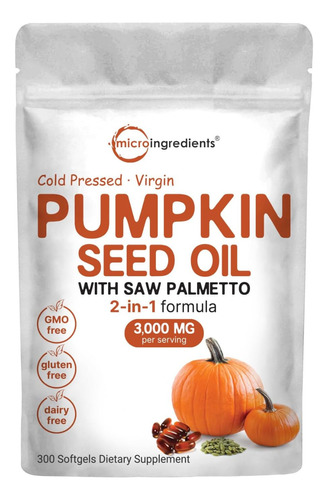 Suplemento Semilla De Calabaza Cápsulas Saw Palmetto 3000 Mg