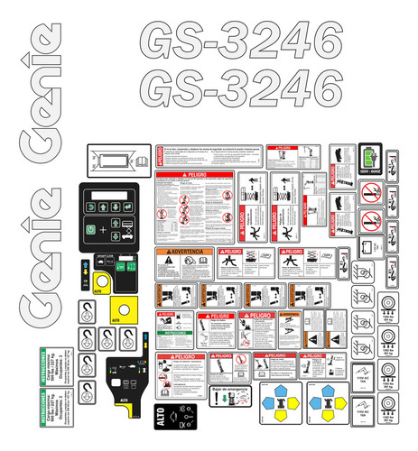 Calcomanías Genie Gs3246 Con Preventivos En Español