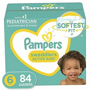 Pampers Swaddlers Pañales Etapa 6, 84 Piezas. Para Bebés