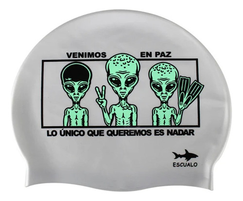Gorra Natacion Adulto Modelo Aliens - Escualo Color Gris Diseño De La Tela Estampada Talla Unitalla