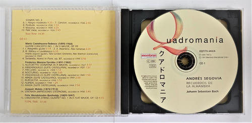 Andres Segovia Guitarra Clasica Quadromania Son 4 Discos (Usado)