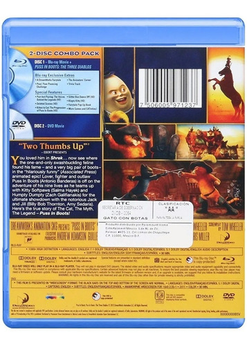 El Gato Con Botas Pelicula Blu-ray + Dvd