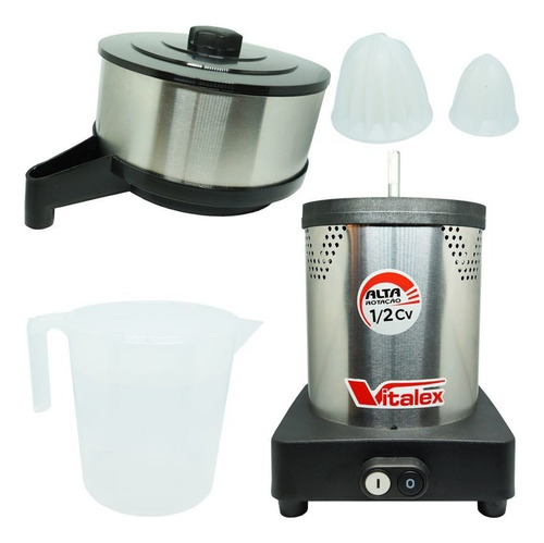 Espremedor elétrico Vitalex ESCV-I industrial 400W 60Hz aço inoxidável e preto 127V/220V