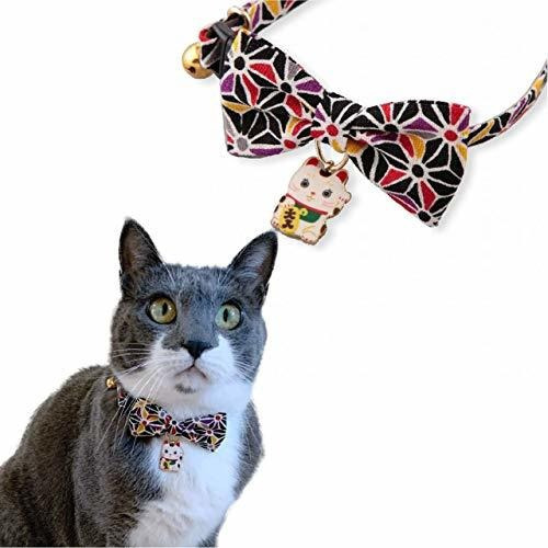 Necoichi Lucky Cat Charm Pajarita Collar De Gato
