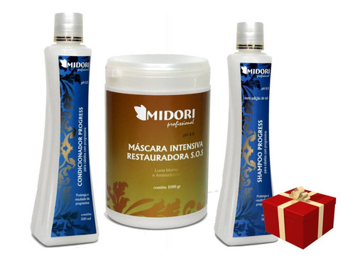  Kit Shampoo Condicionador + Máscara Sos 1kg Midori