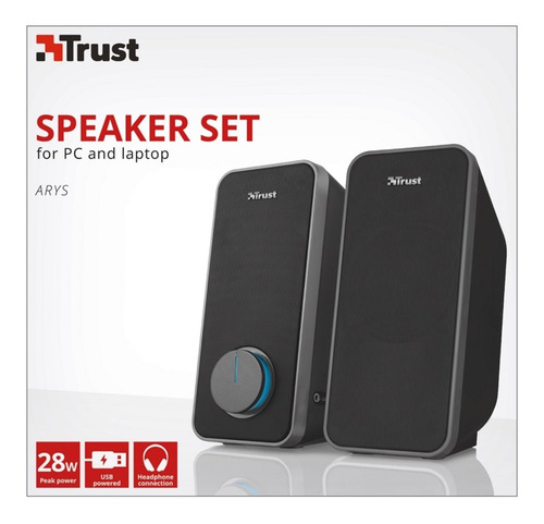 Imagen 4 de 4 de Parlantes Trust Arys 2.0 28w Usb Pc Entrada Auriculares Ct