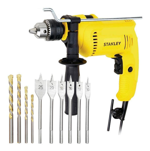 Furadeira Impacto Reversível 1/2 600w Stanley Com 10 Brocas