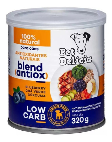 Ração Úmida Pet Delícia P. Cães Low Carb Antiox 0%trans 320g