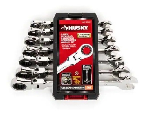 Set De Llaves Husky Flex Ratcheting Sae Combo Wrench 7 Pzs