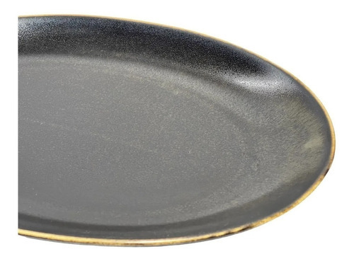 Plato Fuente Oval Playo Porcelana Negra Linea Glaze 35cm