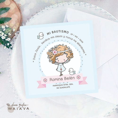 Imagen 3 de 10 de Estampas Tarjetas Bautismo De Nenas X 2u