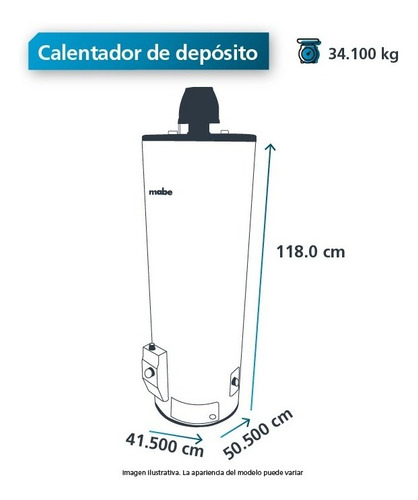 Calentador Automático De Depósito 80l Gas Natural Mabe Color Acero Inoxidable Tipo De Gas Gn