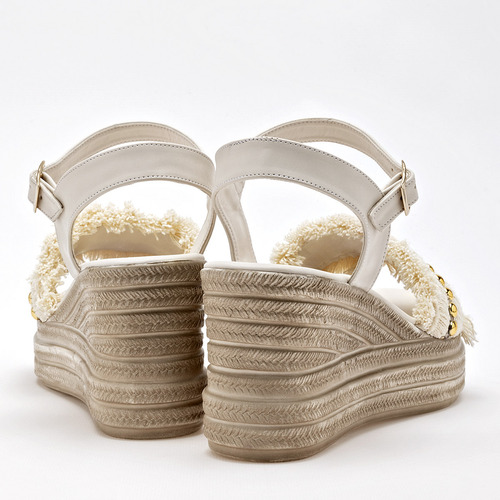 Hg Sandalia Para Mujer Blanco Dorado Cod 132294-e