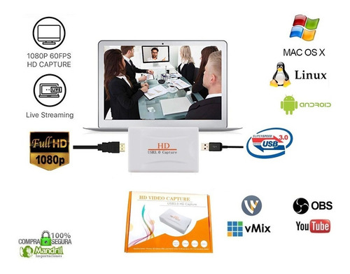 Capturadora Hdmi Video Streaming Android iPhone Windows Mac